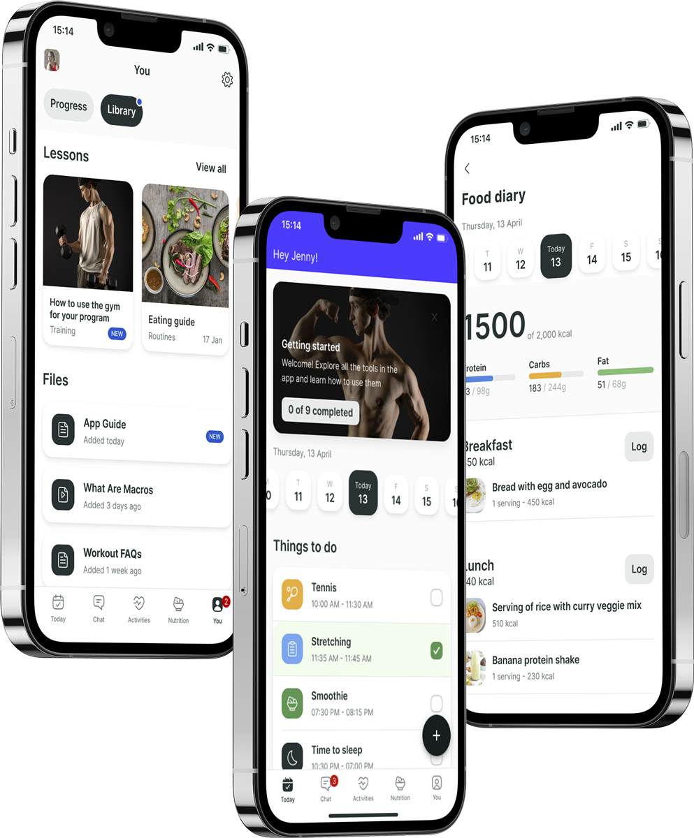 A mockup of the coaching app showcasing the features.